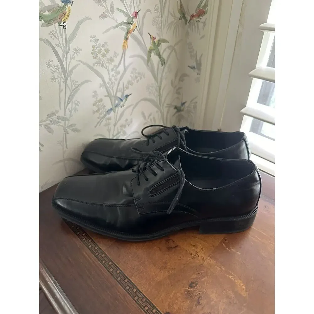 Alfani Black Faux Leather Tie Up Oxford Dress Shoes Sz 10.5 M
